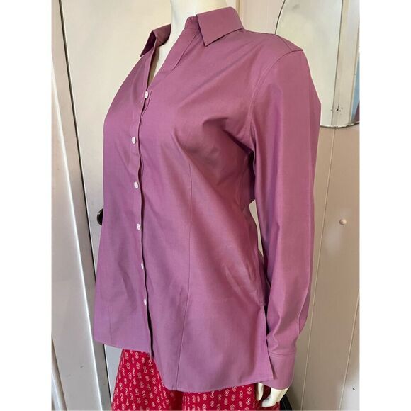 L.L.Bean Woman’s Dusty Pink Long Sleeve 100% Cotton Wrinkle Resistant Button Dow - Picture 2 of 6